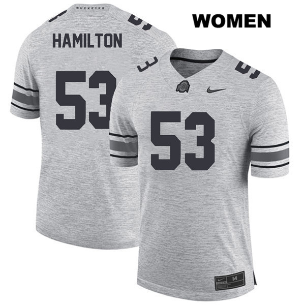 Ohio State Buckeyes Women's Davon Hamilton #53 Gray Authentic Nike College NCAA Stitched Football Jersey UT19Z78WN